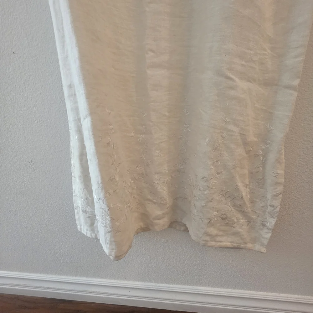 Elegant Cream Sleeveless Maxi Dress 100%l linen Size16 - Picture 5 of 7